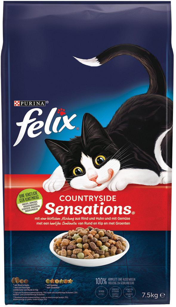 kalkoen Uitscheiden steen Felix kattenvoer Countryside Sensations Rund/Kip 7,5 kg | Van Tol Dier XL