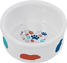 Hamster voerbak steen wit met pastel print <br>7 cm