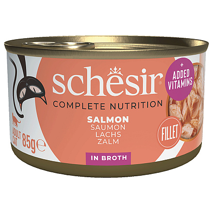 Schesir Kattenvoer Complete Natural Zalm Bouillon 85 gr