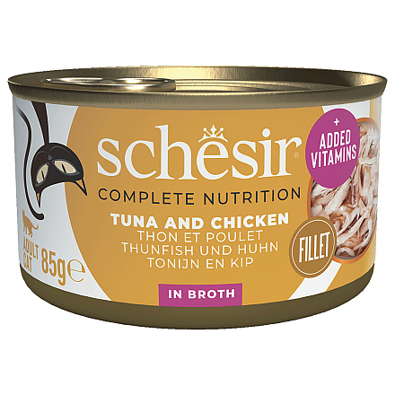 Schesir Kattenvoer Complete Tonijn & Kip Bouillon 85 gr