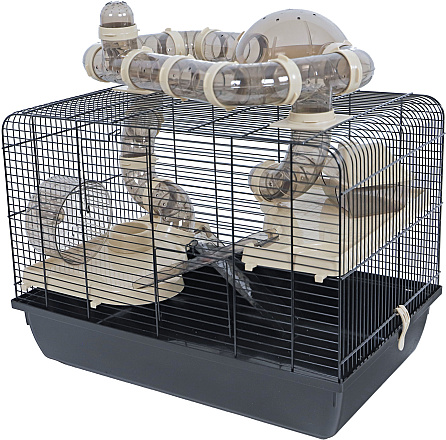 Inter-Zoo hamsterkooi Galaxy met Terras Zwart/Zwart