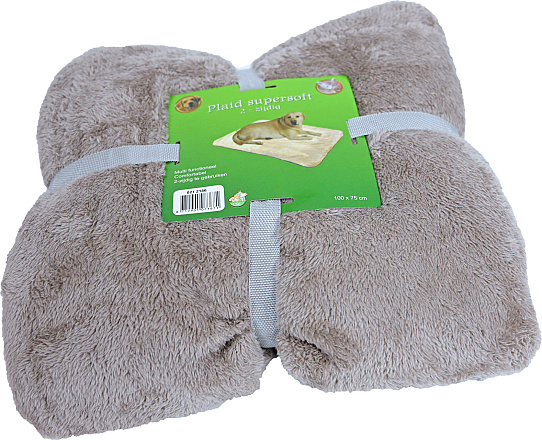 Plaid supersoft 2-zijdig taupe/beige